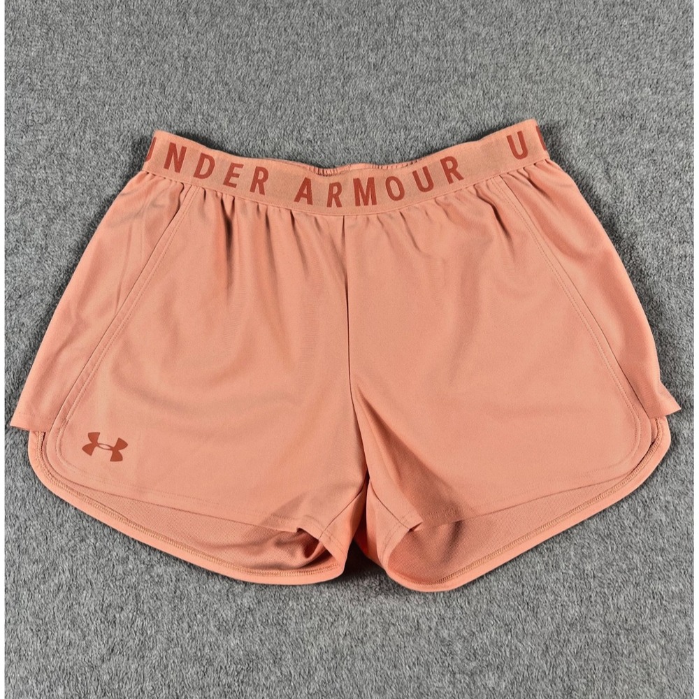 Under Armour Women Play Up 2.0 Shorts 1332550 Peach Coral Medium Running Gym